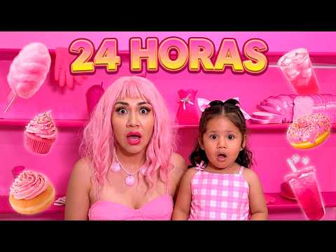 Mamá vs Hija: 24 Horas Comiendo TODO de Color ROSA! 🌸🍥