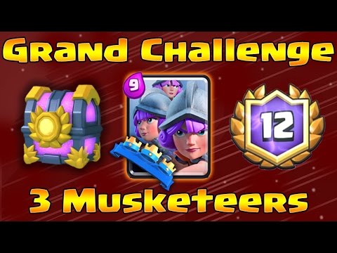 12 WINS LIVE! Clash Royale - Grand Challenge with Three Musketeer Deck and Skeleton Army!