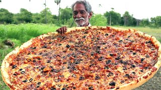 Cheese Pizza Recipe | Giant Paneer Cheese Pizza | Veg Pizza without Oven by Grandpa
