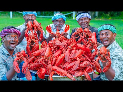 AMERICAN LOBSTER | Huge Lobster Cooking & Eating in American Village | Lobster Seafood Feast in USA
