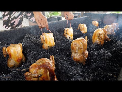 놀라운 깡통 짚불 통닭! / amazing straw fire grilled chicken - thai street food