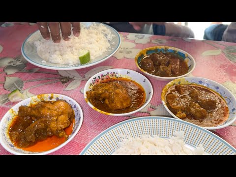 Eating Lunch(Rice & Spicy Meat Curry) With Friends at Driver Hotel, Rayerbag Bus Stand