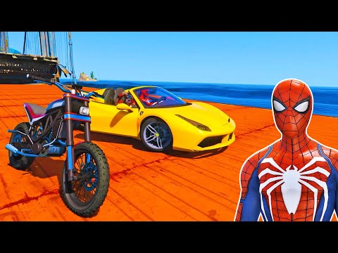 Homem Aranha e Super Heróis Ultimate Ramp Race com Carros e Motos!   IR GAMES