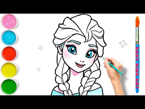 Beautiful Elsa Drawing for Kids, Painting & Coloring for Kids | Let's Draw Together