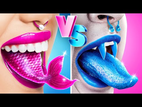 VAMPIRE vs MERMAID One Color Challenge!