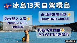 【🇮🇸冰島探險EP.8】藍湖姊妹湖-米湖Mývatn泡溫泉｜北部鑽石圈景點跑透透｜Namafjall Hverir火山地熱谷｜洞穴溫泉Grjotagja｜Iceland冰島自駕環島🚗冰島自由行攻略