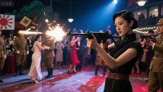 日軍正在享受奢靡舞會，沒想到下秒女特工就帶槍全殲日軍！