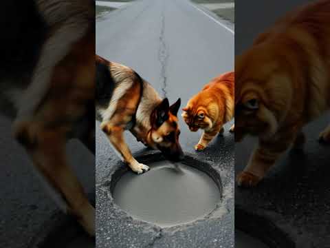 Charlie Chaplin together with dog&cat helped rescue a baby's teddy bear doll. #charliechaplin