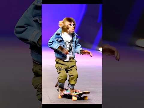 Skateboarding Monkey Madness ๐ต๐น | Funniest Animal Stunts Ever ๐ฌ๐