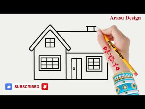 House Drawing, simple house drawing, how to draw house, easy drawing house