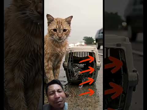 poor cat 😿 abandoned in the rain – sad and crying on the street 🥺💔😭 #cat #aicat #sadcat #animals #o