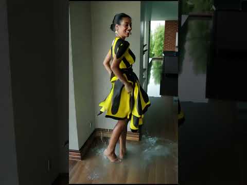 black and yellow dress