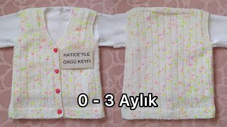 Mercan Yeni Doğan Bebek Yelek Yapımı Sevimli 1 Yumak İpten Küçük Kolay Basit Kullanışlı Örgü Tarifi