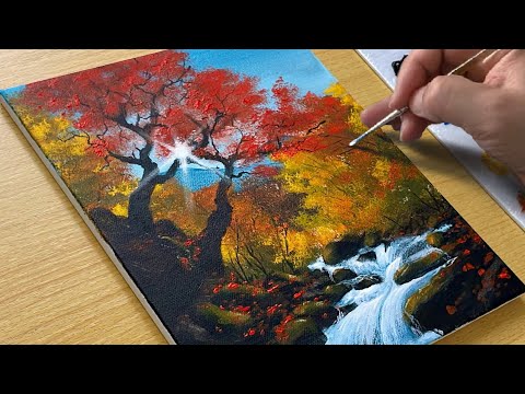 How to Paint Autumn Forest / Acrylic Painting