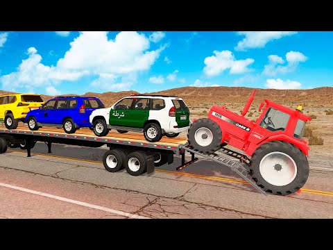 Flatbed Truck Mcqueen | Transportation with Truck - Pothole vs Car #265 - BeamNG.Drive