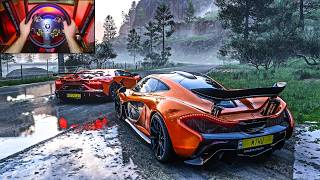 McLaren P1 & Lamborghini Aventador SVJ - Forza Horizon 5 | Steering Wheel Gameplay