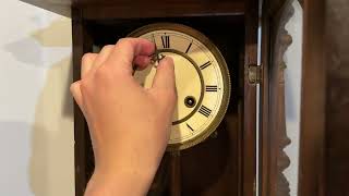 Winding the Small Junghans Vienna Regulator Wall Clock