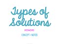 Exploring Types of Solutions in Chemistry