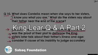 King Lear Q & A Part 2