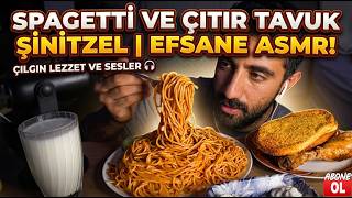 Çıtır Tavuk Şinitzel ve Soslu Spagetti | Kulaklıkları Takın! (ASMR)
