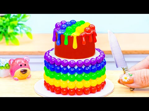 🌈Rainbow Cake Jelly🌈Beautiful Miniature Rainbow Jelly Chocolate Cake Decorating by Lotus Cakes