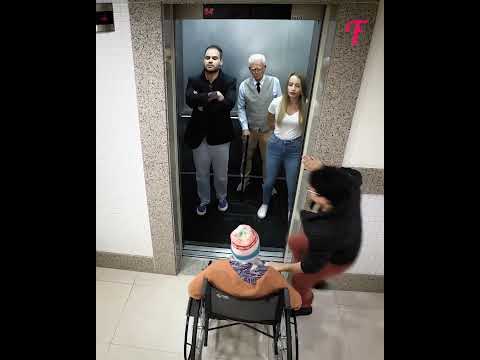 Elevator hero makes things right for an old lady #shorts