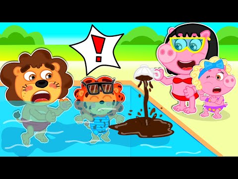 Lion Family | What's going on at the swimming pool - Safety Rules in the Swimming Pool | Cartoon