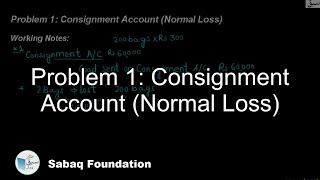 Problem 1: Consignment Account (Normal Loss)