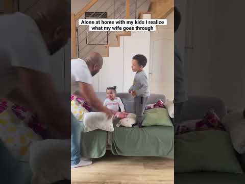 Alone at home with my kids ! My wife is a super heroine 🦸‍♀️#shorts #viral  #comedy #family #funny