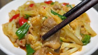 花菜炒肉片：主廚技巧！脆嫩又入味，步驟詳細，新手也能做【留意美食】#花菜炒肉片做法 #主廚炒菜技巧 #花菜肉片家常做法#花菜處理技巧