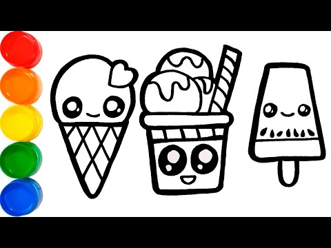 Como Dibujar y Colorear Helados Kawaii Dibujos Faciles Para Niños FunKeep