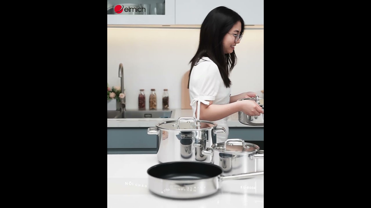 Bộ nồi chảo chống dính Ceramic Elmich Baby
