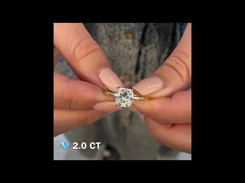 2 ct Cushion Cut Diamond Yellow Gold Solitaire