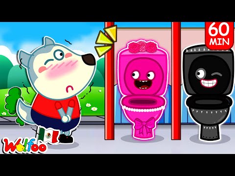 ¿Qué baño elegirías? 🩷🖤 Wolfoo aprende las reglas de conducta para niños 🌈 Wolfoo en Español