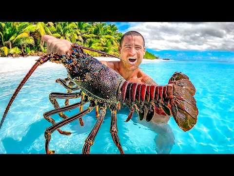 Catching Giant Lobsters For Food On Tropical Island