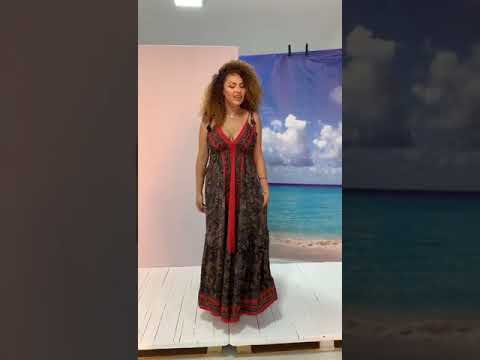 Vestido longo estampado em sedinha