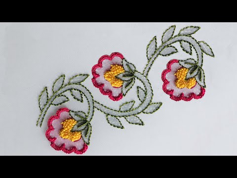 Hand Embroidery: Shadow Work Embroidery - Border Embroidery - Embroidery On Chiffon