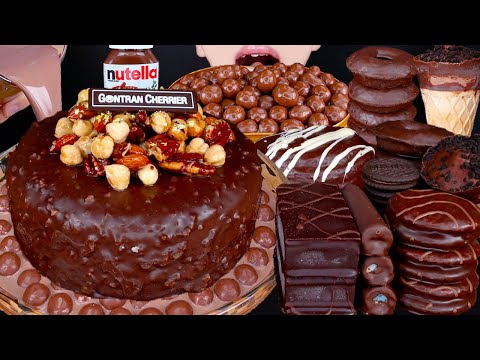 ASMR CHOCOLATE CAKE MALTESERS ICE CREAM NUTELLA DESSERT MUKBANG 초콜릿 케이크 먹방チョコレートケーキ 咀嚼音EATING SOUNDS