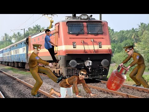 Train Rescue Found Gas Cylinder on Railway Track Hindi Kahaniya Moral Stories Comedy Video