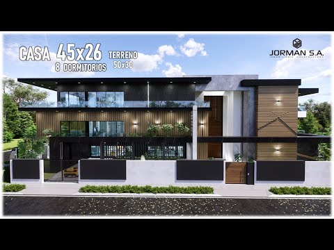 Modern House Design with 8 Bedrooms Family Home | 45x26m 4 Storey | Jorman HomeDesigns