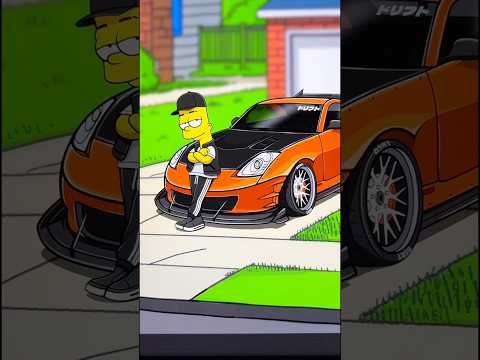 Nissan 350Z 🚗 The Simpsons 🏠 GLOW UP Transformation #drawing #digitalart #art
