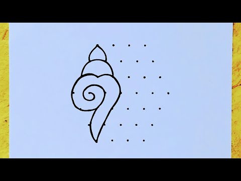 How to draw a conch with using 7×4 dots// Sangu kolam // Konch Rangoli/ How to draw a sangu