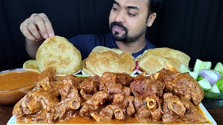 MUGHLAI MUTTON CURRY, SOFT LUCHI/ PURI, MUTTON GRAVY, ONION, SALAD, CHILI MUKBANG ASMR EATING SHOW |