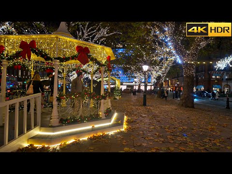 London's Posh Christmas Lights - 2024 🎄 Walk from Harrods to Kings Road - Chelsea [4K HDR]