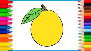 How to draw a Mango🥭🍋| Easy Mango drawing and coloring for kids | step by step