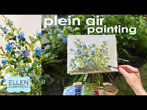 how I paint Watercolor Plein air hydrangeas