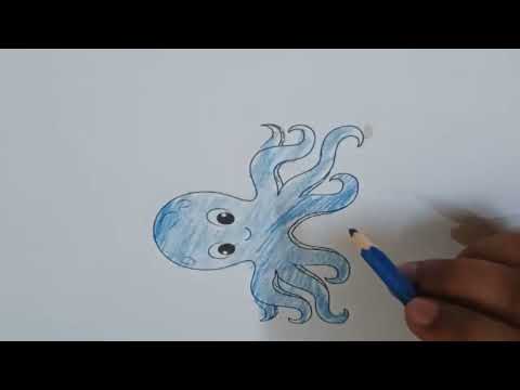 Draw a picture of an octopus with colored pencils