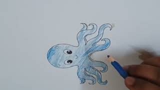 Draw a picture of an octopus with colored pencils