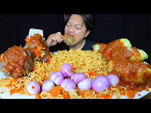 MUKBANG INDOMIE GORENG SAMBAL GEPREK BAKSO URAT IGA SIOMAY KOL