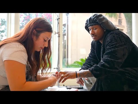 Duke Dennis gets a manicure at the AMP Summer House!